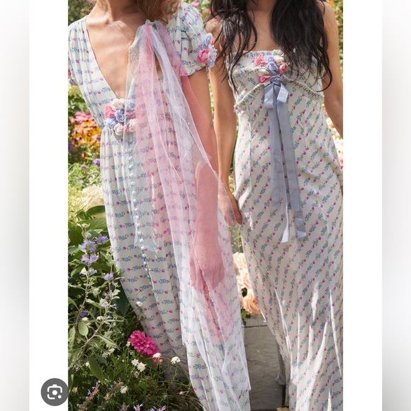 Loveshackfancy Ridley Maxi Dress Lilac Crema Worn Once Sz 0 bridal maxi xs white - Picture 6 of 11